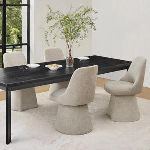 Swivel Dining Chairs Set of 4, Upholstered Mid Century Modern Deskchair with High Back, Linen Fabric Kitchen Chairs for Dining Room, Bedroom, Dressing Room, Khaki