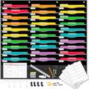 33 Pockets Hanging Wall File Organizer for Legal/Letter Size Paper, Over the Door Organizer, 47" x 45" Pocket Chart for Classroom, Office, Warehouse, Home Use with 36 Name Tags & 8 Hooks