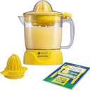 Proctor Silex Alex's Lemonade Stand Electric Citrus Juicer Machine, Large 34 oz. Pitcher, Pressure Activated, for Lemons, Limes and Oranges, 34 oz, Includes 2 Reamers & Recipe Book, Yellow (66341)