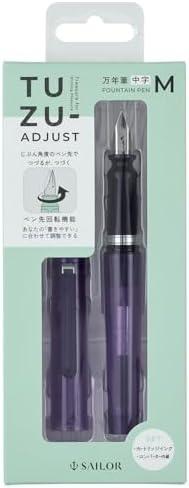 Sailor Fountain Pen TUZU ADJUST, Rotating Nib Feature and Natural Fit Grip, Includes 2 Ink Cartridges and Converter, Beginner, Everyday Use, Clear Violet, Medium Point, 12-0541-450