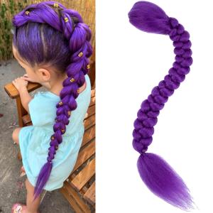 26 inch Long Clip in Braided Purple Hair Extensions Purple Braid Ponytail Easy Clip Ponytail for Cosplay Christmas Costume