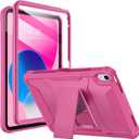 Soke Case for iPad (A16) 11th Generation 11-inch 2025, iPad 10th Generation 10.9-inch 2022, with Built-in Screen Protector and Kickstand, Rugged Full Body Protective Cover - Hot Pink