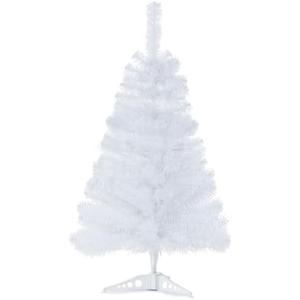 CIPOWM 3FT Artificial Christmas Tree White Mini Tabletop Christmas Pine Tree with Plastic Stand Small Xmas Tree for Indoor Outdoor Holiday Home Decoration