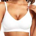 Vertvie Womens Seamless Bra No Underwire Comfort Push Up Bras Buttery Soft Wireless Bralette Full Coverage Sport Everyday Bra (X-Large, White)