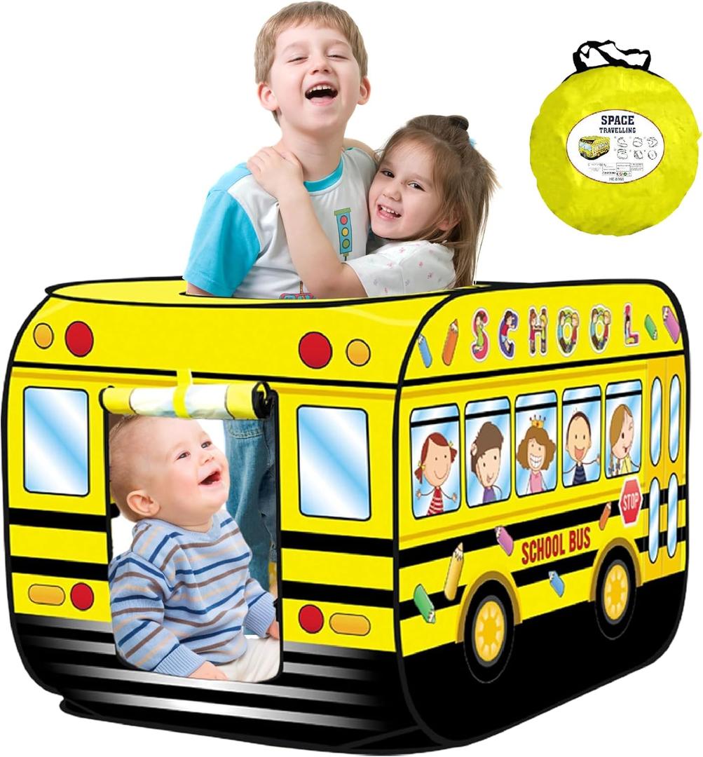 Pop Up Tent for Kids.School Bus Tent for Toddlers.Playhouses for Toddlers.Large, Easy to Organize.Birthday Gift for Girls & Boys.Can Be Played with by 2-3 Kids.Indoor Playhouse for Kids