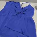 LYANER Women's Sexy Deep V Neck Babydoll Tank Top Spaghetti Strap Tie Front Flowy Peplum Cami Going Out Tops (Blue, XL)