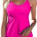 Women's Tankini Swimsuits Tummy Control Two Piece Bathing Suit V Neck Tie Front Flowy Swim Top with Bottom,XL