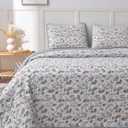 LINNUO HOURSE Quilt Sets King Size,Reversible Lightweight Bedspread with 2 Pillow Shams, Soft Quilted Bedding for Year-Round Comfort, Floral Pattern King Size