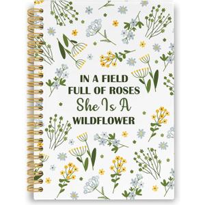 Baby Girls Nursery Spiral Notebook, Spring Plant Floral Wildflower Journaling Notebooks for Office Work School, Inspirational Christian Gift Hardcover Journals for Women, 160 Pages 5.5 x 8.3 Inch (Color02)