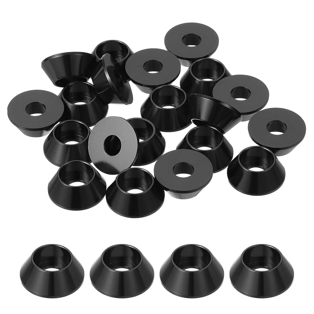 MECCANIXITY M6 Cone Cup Washers, Anodized Aluminum Gaskets Cup Head Washer Gasket for Screw RC/FPV/PC/Drone/Mechanical Accessories Model Parts, Pack of 30 (Black)