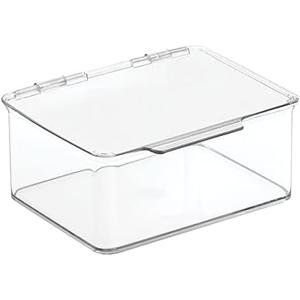 mDesign Plastic Playroom/Gaming Storage Organizer Box Containers, Hinged Lid for Shelves or Cubby, Holds Small Toys, Building Blocks, Puzzles, Markers, Lumiere Collection, 6 Pack, Clear (5.6 x 6.7 x 3)