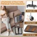 Large-Size Portable Laptop Rolling Desk with Wheels, Adjustable Height and Tilt Top Stable Mobile Over-Bed Table for Home Use - Brown