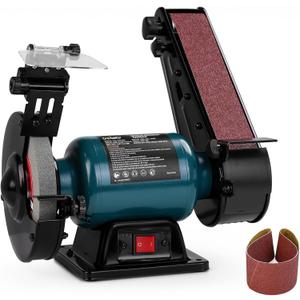 6" Bench Grinder & 2" x 27" Belt Sander Combo, 2.5A Induction Motor Grinder Sander for Sharpening, Knife Making, Woodworking, Ideal for DIY & Home Use