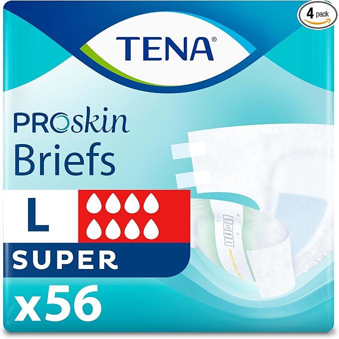 TENA Proskin Super Absorbency Incontinence Adult Diapers, Unisex, L, 56 ct
Easy to adjust with tabs for a better fit, these briefs offer comfort & reliable absorbency to support everyday care routines