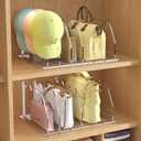 Purse Organizer for Closet, Sleek Transparent Acrylic Shelf Dividers, Adjustable Bag Organizer with 8 Baffles + 1 Hat Stand for Handbags & Baseball Caps
