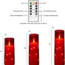 Flameless Candles, with Embedded Star String, Battery Operated Candles Flickering LED Pillar Candles with Remote Control and Timer, Home Decoration Add a Warm and Romantic AtmosphereSet of 7 (Red)