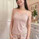 Avidlove Women Pajamas Cami Champagne Sexy Pajama Set Modal Sleepwear Lace Trim Short PJ Set(Champagne,M)