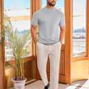 Vssjavun Men's Mock Neck Shirt Short Sleeve Turtleneck T-Shirt Slim Fit Pullover Casual Basic Tee (Gray, L)