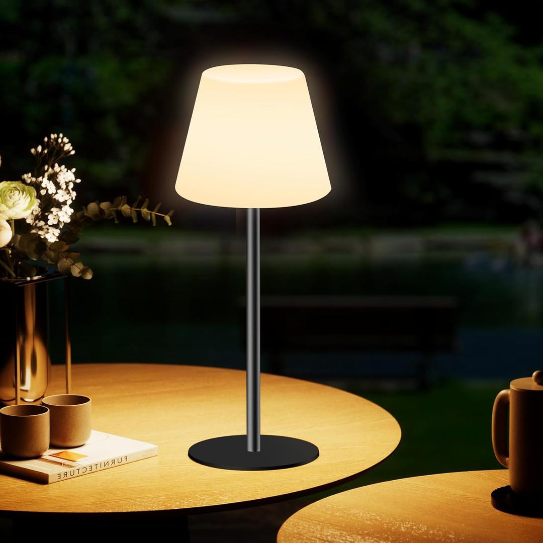 Outdoor Battery Operated Table Lamp Rechargeable Shower Lamp Waterproof Cordless Table Lamps RGB and 3000K Dimmable Table Lamps Portable Outdoor Lamps for Patio/Indoor/Bathroom.
