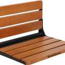 18"" Teak Folding Shower Seat Wall Mounted,Fold Down Shower Bench for Small Shower Space, Home Care Teak Wood Stool for Inside Shower, Black & Yellow