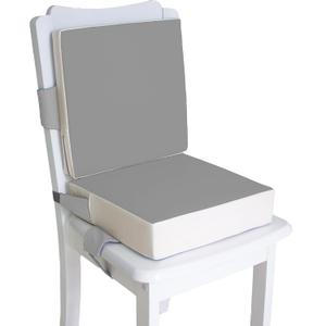 Eiury Booster Seat for Dining Table, PU Anti-Scratch Easy Cleaning Kids Toddler Booster Seat for Table, Portable Travel Increasing Cushion for Chair - Light Grey