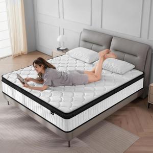 Twin Mattress 10 Inch Medium Firm Hybrid Mattress Twin Size Memory Foam Pocket Springs Twin Bed Matress in a Box for All Sleeping Positions Motion Isolation Comfortable Sleep (White, Twin 10 inch)