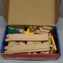 Play22 Wooden Train Set Toddler Toys - 38 Pieces Wood Train Track Set for Toddlers 3-4 Years with Crane, Bridge & Accessories