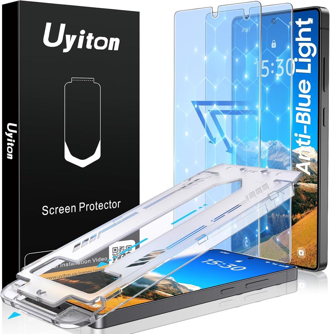 Uyiton for Samsung Galaxy S25 Ultra Screen Protector -[Anti-Blue Light] [Easy to Install] Shatterproof Full Coverage [Case Friendly] 9H Tempered Glass Screen Protector, 2 Pack [Video Game]