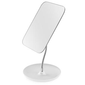 LFOYOU Table Vanity Mirror with Stand - Makeup Mirror for Desk - Adjustable Flexible Gooseneck, 360 Rotation Folding Portable Bathroom Shaving Cosmetic Mirror Square (White)