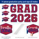 Tatuo 11 Pcs Graduation Yard Sign Decorations Congrats Graduation Lawn Signs 2026 Grad Yard Decor with 23 Stakes for Outdoor Grad Party(Red Blue,Simple Style)