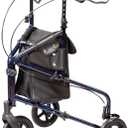 Carex 3 Wheel Walker for Seniors, Foldable, Rollator Walker with Three Wheels, Three Wheel Rolling Walker Height Adjustable for Seniors, Blue, Trio, Folding