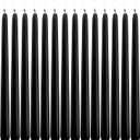14-Pack Black Taper Candles 10-Inch Unscented Dripless - 7.5-Hour Burn Time Long-Lasting Candles for Weddings, Churches, Festivals, Altars (3/4-Inch Thick)