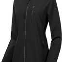 CREATMO US Women's Lightweight Waterproof Long Softshell Tactical Jacket Fleece Lined Windbreaker (XX-Large, Black)