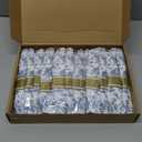 Meanplan 24 Set Blue and White Chinoiserie Flower Party Supplies Cutlery Blue Flower Pre Rolled Gold Plastic Silverware Set Spring Baby Shower Birthday Disposable Wrapped for Wedding Tea Party