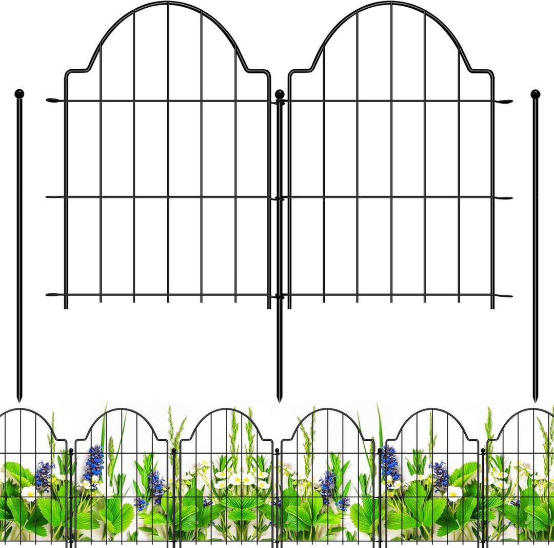 Decorative Garden Fences 17in x 26.9ft, 26 Pack Outdoor Fencing Animal Barrier Dog Border, Metal Wire Fence Panels for Garden Decor, Flower Bed Edging Borders for No Dig Patio Yard