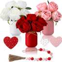 Karenhi 13 Pcs Spring Summer Mason Jar Table Decor Sunflower Centerpieces for Spring Tiered Tray Table Office Home Kitchen Indoor Decor(Rose)