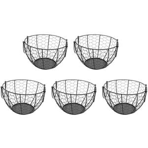 Bloepum 5X Iron Egg Storage Basket Snack Fruit Basket Collection Ceramic Hen Ornaments Decoration Kitchen Accessories B