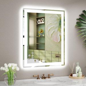 24x30 LED Bathroom Mirror with Lights, Super Bright Front & Backlit Vanity Mirror for Wall, Anti-Fog & Memory Smart Mirror, 5mm Shatter-Proof Tempered Glass, ETL Listed, Vertical/Horizontal
