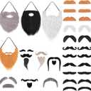 Syhood 32 Pcs Fake Mustaches Funny Self Adhesive Fake Beard Moustache Costume Realistic Beard for Masquerade Cosplay Decor