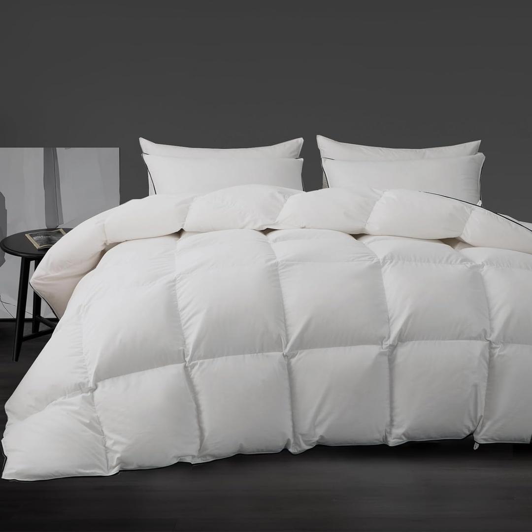 Luxury White Down Fiber Comforter King Size - Down Fiber Comforter for All Seasons - Ultra-Soft Duvet Insert Medium Warmth - Hotel Collection Comforters59 Oz (106x90)