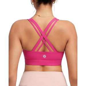 RUNNING GIRL High Impact Sports Bra for Women,Criss-Cross Back Top with Moulded Cups Womens Sports Bra High Support (Pink, L)