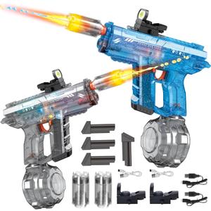 Electric Water Gun 2 Pack for Adults Kids: Light Up Automatic Squirt Guns, 26-32FT Long Range, 800CC Large Capacity, Summer Outdoor Pool Games for Ages 8-12, Beach Backyard Family Party Toy Gift