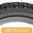 Hycline Kids Bike Replacement Tires Set: 2-Pack 16x2.125 inch Premium Butyl Rubber Wear-Resistant Folding Bicycle Tires and 2 Pcs Bike Tubes Schrader Valve with Tire Levers for BMX MTB
