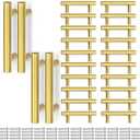 SANATO 4 Inch (2.5 Inch Hole Center) Gold Cabnet Pulls Kitchen Cabinet Handles, Made of Stainless Steel, Ideal for Cabnet, Drawer, Cupboard, 24 pcs
