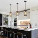 Black Crystal Pendant Lights Kitchen Island, Modern Mini Chandelier, Adjustable Hanging Ceiling Light Fixture for Kitchen Dining Room Bedroom Foyer Bar (1 Pack)