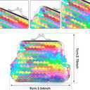 2 Pieces Coin Purse Kids Purse Girls Handbags Double Sided Sequin Mini Wallet Kiss Lock Coin Purse for Party Christmas Birthday Valentine's Day Gifts