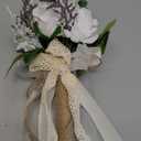 CEWOR Wedding Bouquets for Bride Bridesmaid, White Champagne Artificial Roses Flowers Wedding Decoration (7.5in)