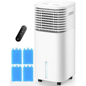 Windowless Air Conditioner, Swamp Cooler with 4 Modes & 3 Speeds, 15H Timer for Smart Auto-off, 2-Gal Tank for 20H Cooling, Remote, 120° Oscillating Portable Air Conditioners No Hose Needed
