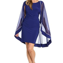 R&M Richards Women's Plus Size Crystal Glow Evening Dress, Electric Blue(size 22W)