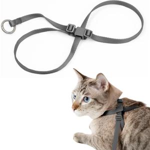 Cat Harness, IDA Awarding, Escape-Proof Anti-Choking Harness Nylon & Lightweight Anodized Aluminum Training Harness Adjustable for Cats Outdoor Walking (Space Gray, S (27.5 inch))